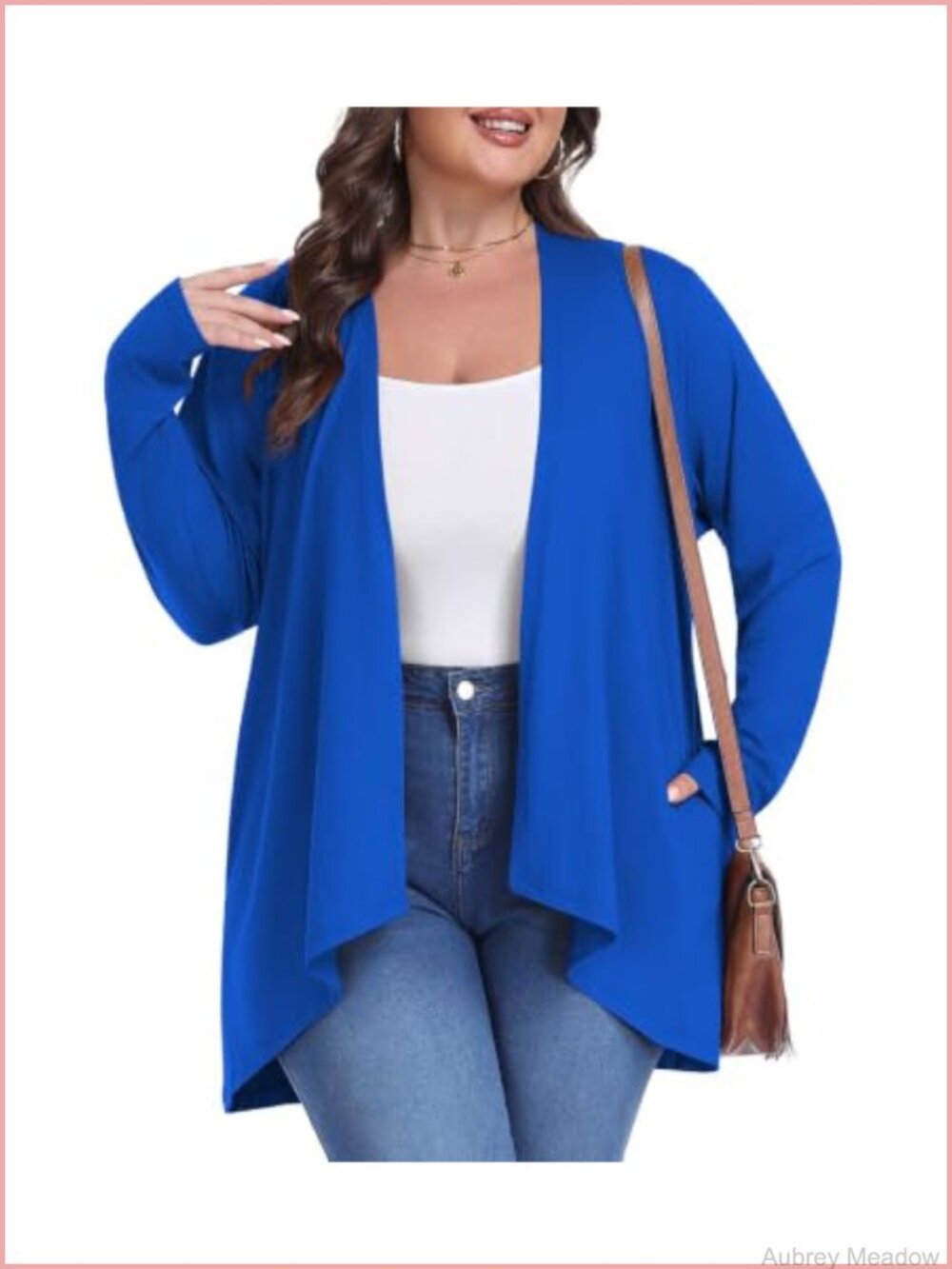 Plus Size Lightweight Draped Open Front Cardigan with Pockets